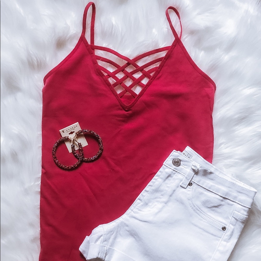 4 for $20 SALE! Criss Cross Cami - Hot Pink